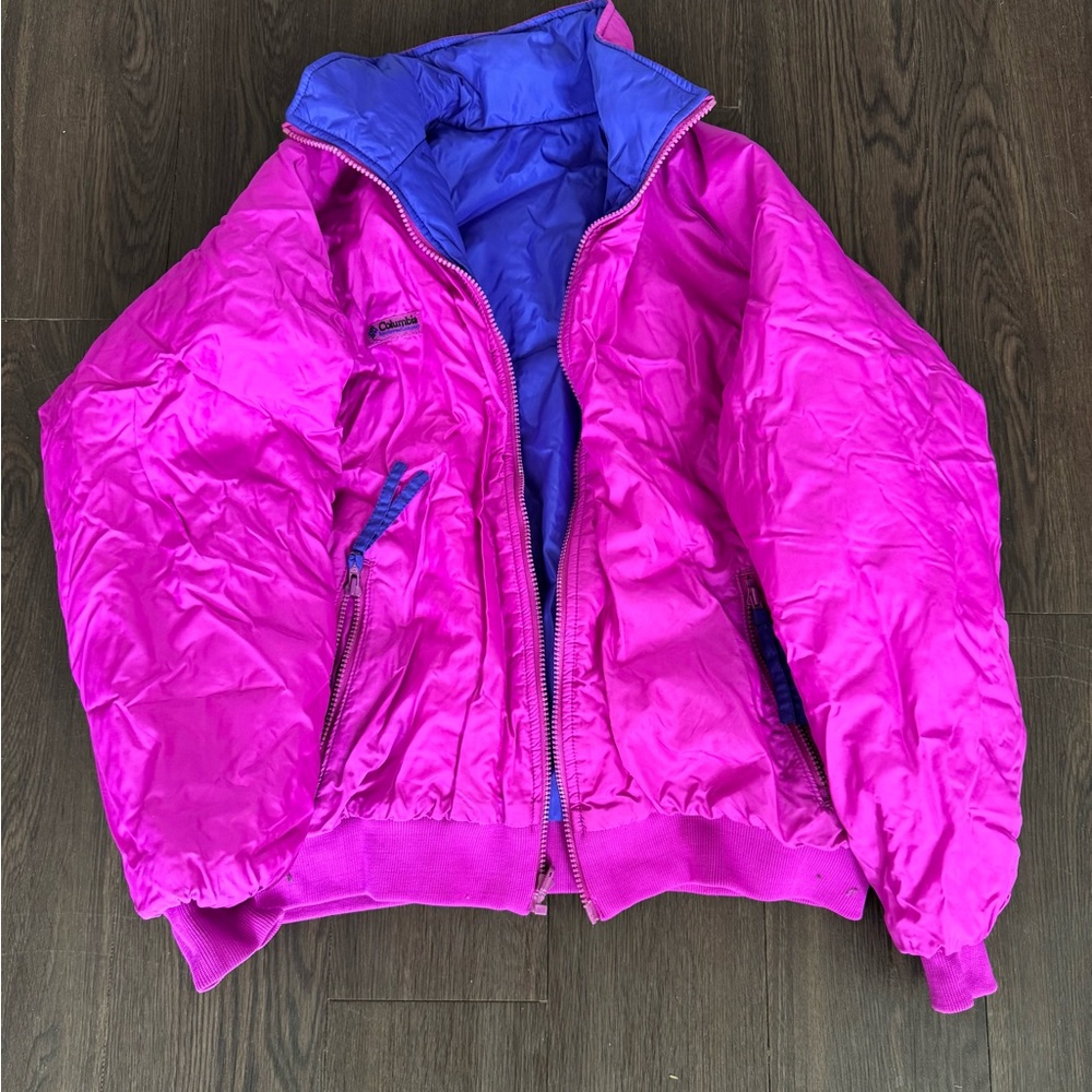 Reversible neon ski jacket